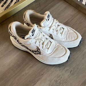Nike Waffle Debut Women's White and Animal Print Sneakers